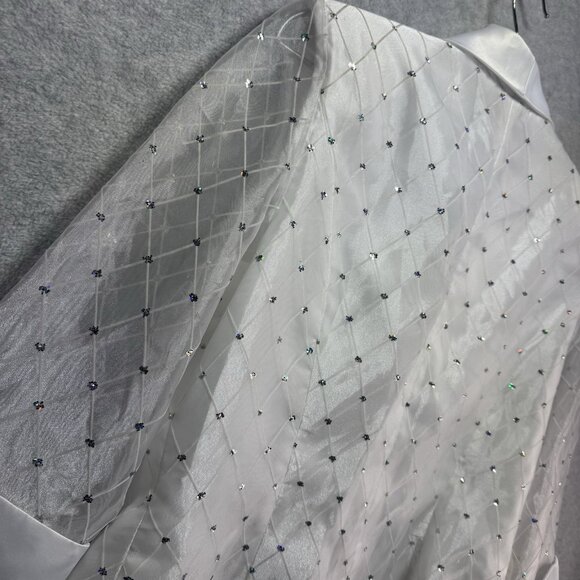NWT R&M Richards Jacket Size 14 White Sheer Satin Glitter Womens Holiday Wedding - Picture 8 of 13